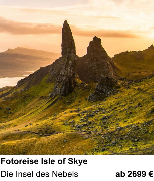 Fundierter Fotokurs mit dem Thema Fotoreise Isle of Skye: Die Insel des Nebels